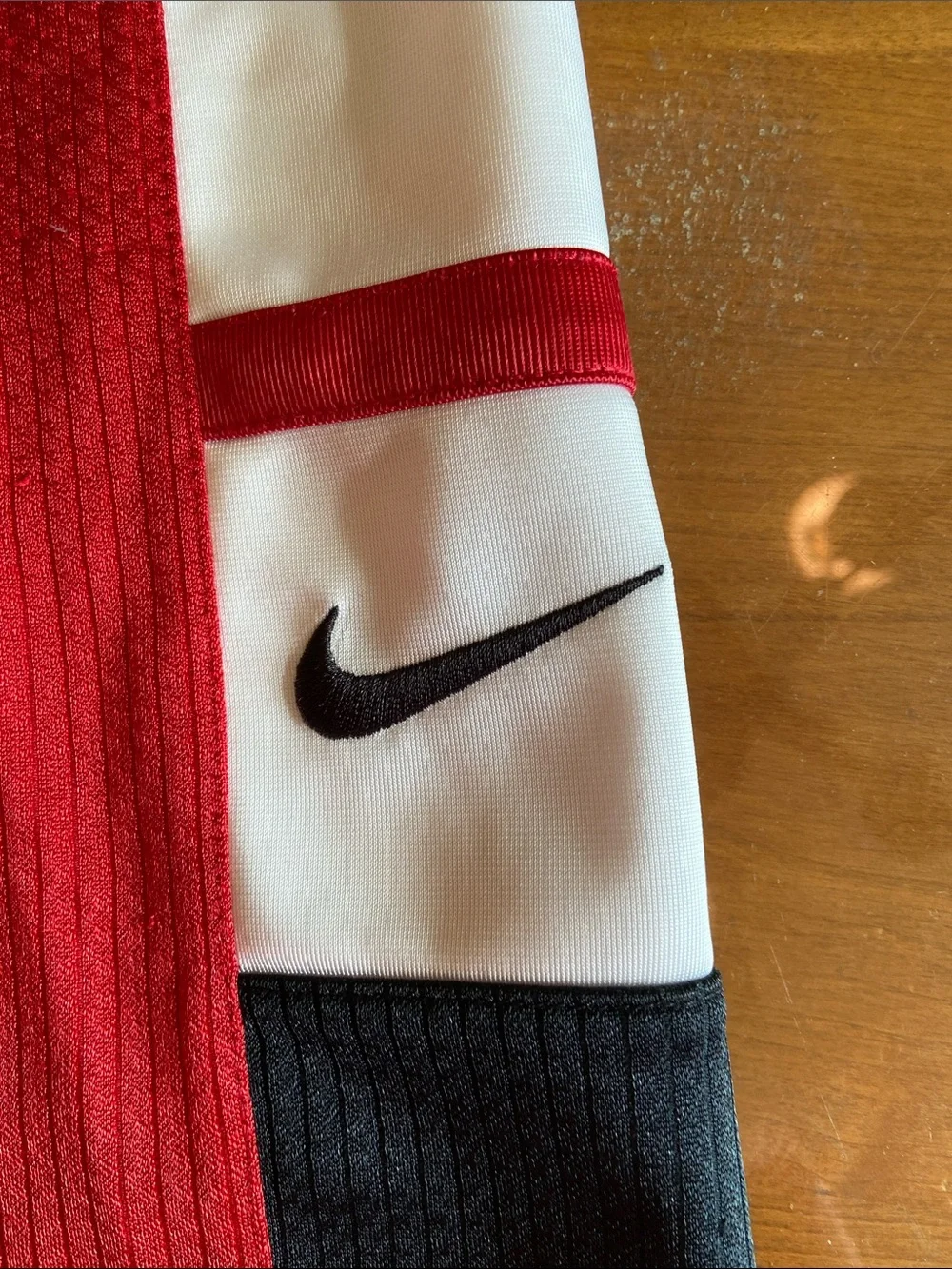 Nike Red Basketball Shorts with White Panels and Black Trim